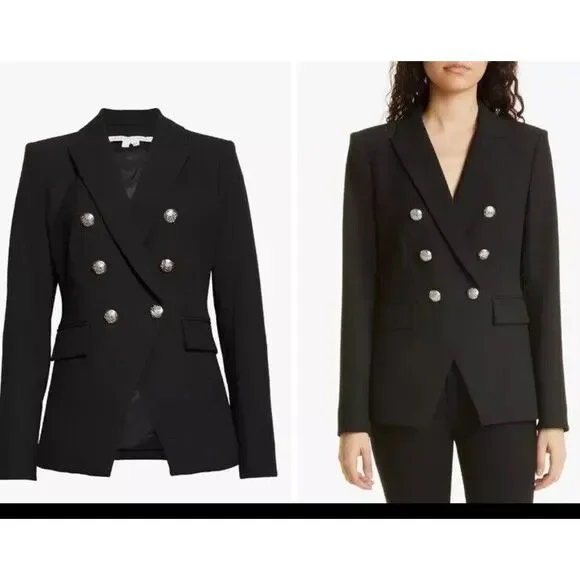 VERONICA BEARD Miller Dickey Jacket Blazer Black Sz 6 NWT Silver Buttons - Picture 1 of 5
